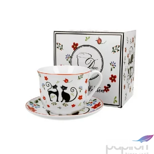 Csésze+alj Porcelán 470ml, cicás