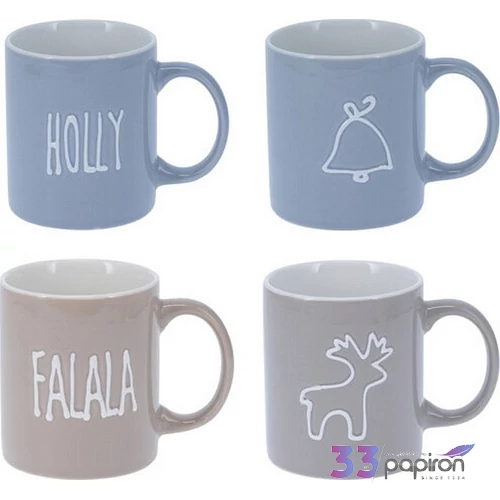 Bögre porcelán 340ml karácsony mintás 4féle KPM25