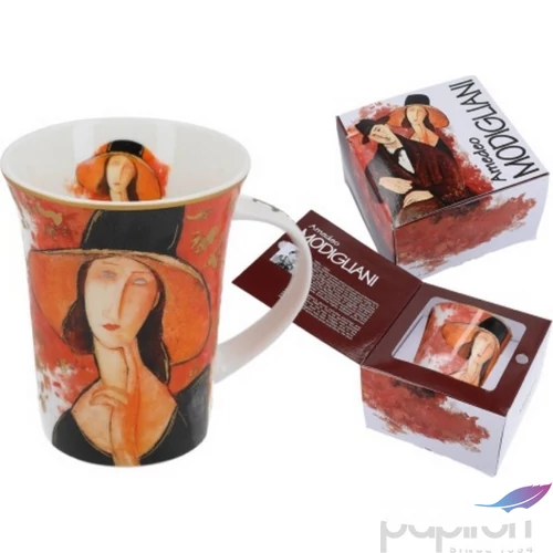 Bögre porcelán 350ml Amedeo Modigliani: Jeanne Hebuterne kalapban