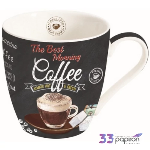 Bögre porcelán 3,5dl It's Coffee Time Brown dobozban