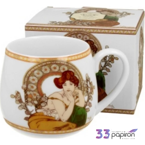 Bögre porcelán 350ml dobozban, Mucha:Topáz