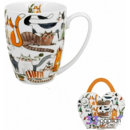 Bögre porcelán 350ml díszcsomagolásban, Lazy Cats