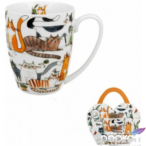 Bögre porcelán 350ml díszcsomagolásban, Lazy Cats