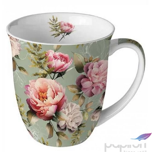 Bögre porcelán Ambiante Peonies composition green 4dl porcelánbögre