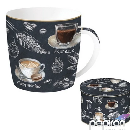 Bögre Porcelán 3,5dl fémdobozban Barista dobozban