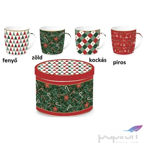 Bögre porcelán 350ml fémdobozban, Fancy Christmas Coffee Mania