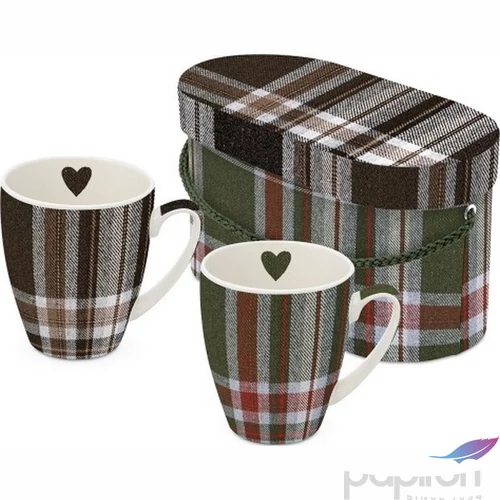 Bögre Porcelán 3,5dl Check Green