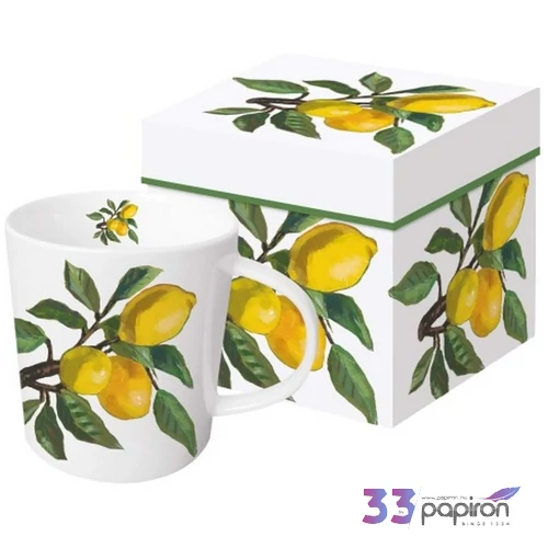 Bögre porcelán 3,5dl dobozban, Lemon Musée white