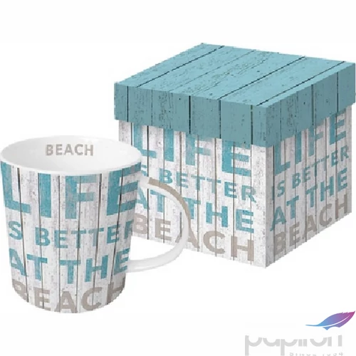 Bögre Porcelán 3,5dl Life is better dobozban