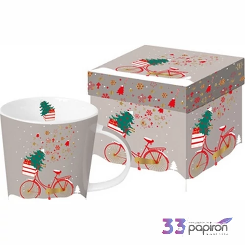 Bögre porcelán 3,5dl Xmas Bike dobozban
