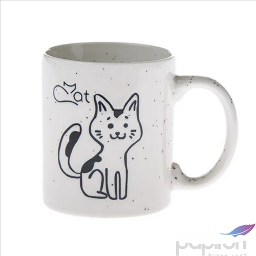 Bögre porcelán 360 ml fekete rajzos cica Cat felirattal