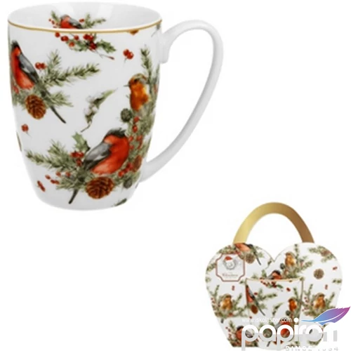 Bögre porcelán 360ml díszcsomagolásban, Christmas Birds