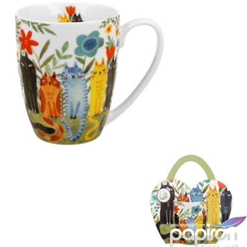 Bögre porcelán 360ml díszcsomagolásban, Garden Felines