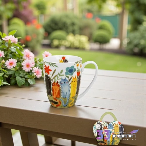 Bögre porcelán 360ml díszcsomagolásban, Garden Felines