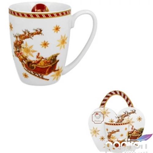 Bögre porcelán 360ml díszcsomagolásban, Santa on Sleigh