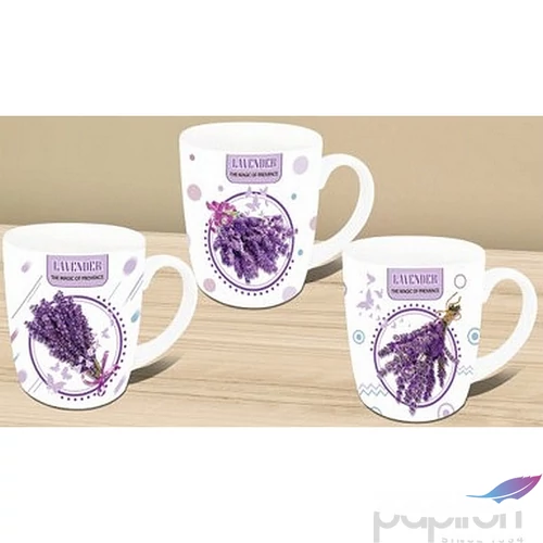 Bögre porcelán 360ml díszdobozos, kanál+tető 9x8,5cm, 3 féle Like Lavender Taste