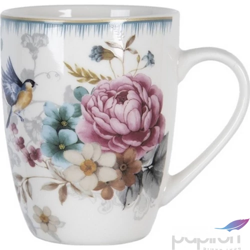 Bögre porcelán 360ml rózsás-madaras