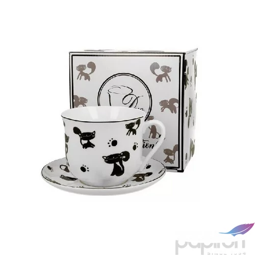 Csésze+alj Porcelán 470ml Black Cats