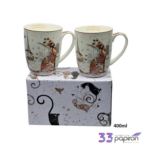 Bögre porcelán 400ml páros, cicás