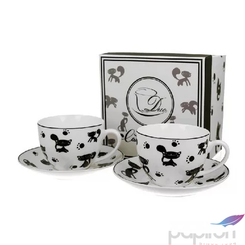 Csésze+alj Porcelán 280ml 2 személyes, Black Cats