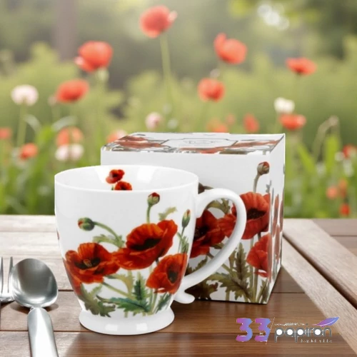 Bögre porcelán 400ml dobozban,Classic Poppies