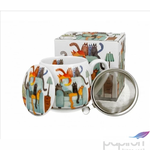 Bögre Porcelán 4,3dl tetővel,fémszűrővel, The Chair dobozban