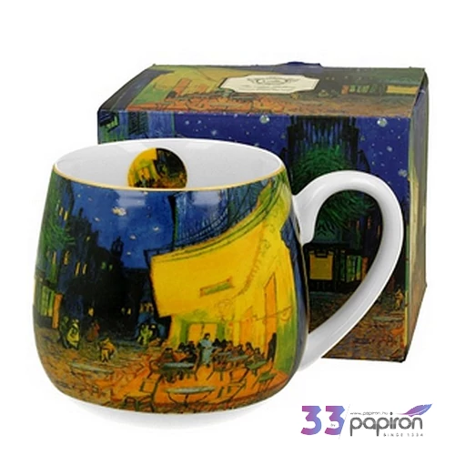 Bögre porcelán 4,3dl Van Gogh:Kávéház éjjel dobozban
