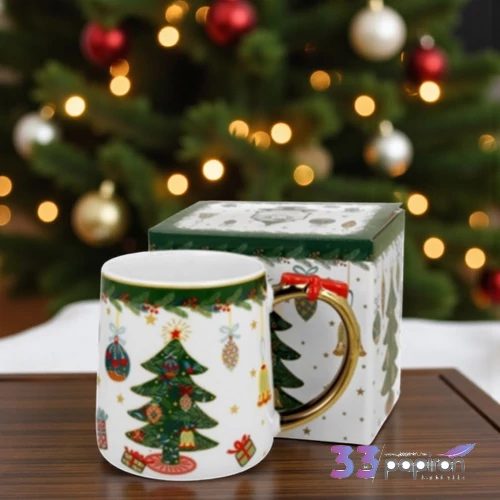 Bögre porcelán 450ml dobozban, Around Christmas Tree
