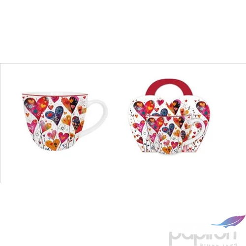 Bögre porcelán 460 ml Colorful Hearts 1 díszcsomagolásban