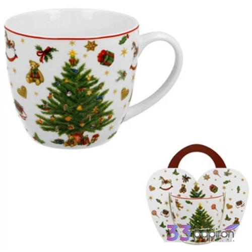 Bögre porcelán 460ml díszcsomagolásban, Christmas Tree