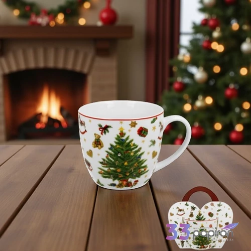 Bögre porcelán 460ml díszcsomagolásban, Christmas Tree