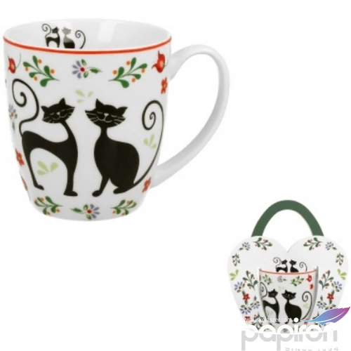 Bögre porcelán 460ml díszcsomagolásban, Etno Cats