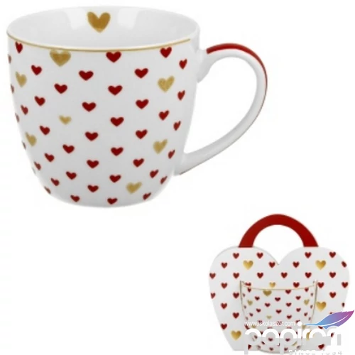 Bögre porcelán 460ml díszcsomagolásban, Red Hearts