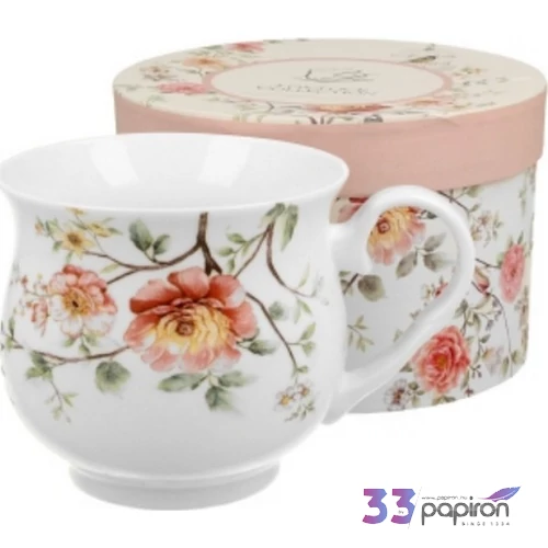 Bögre porcelán 480ml Retro dobozban, Lidia