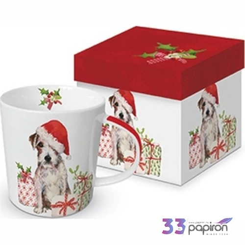 Bögre porcelán 4dl Christmas Pup dobozban
