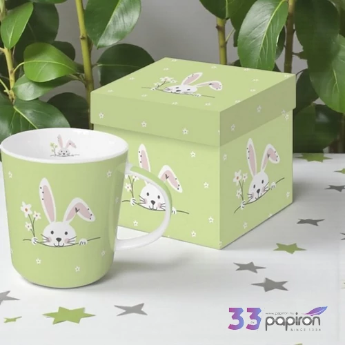 Bögre porcelán 4dl dobozban, Hello Easter green