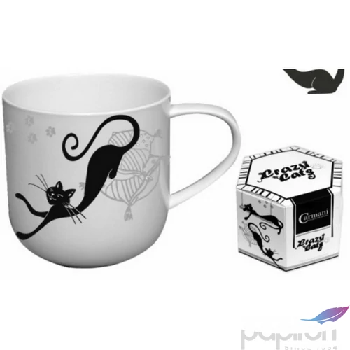Bögre Porcelán 5dl fekete macskás dobozban