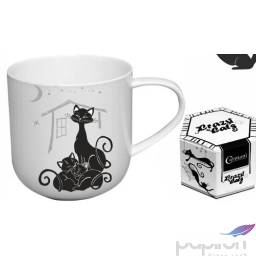 Bögre Porcelán 5dl fekete macskás dobozban