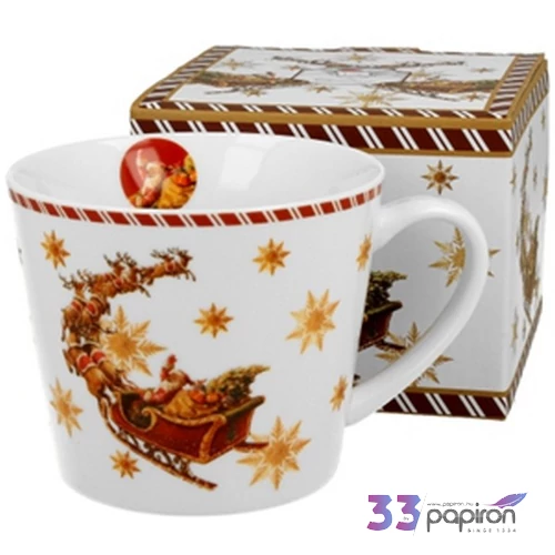 Bögre porcelán 610ml dobozban, Santa on Sleigh