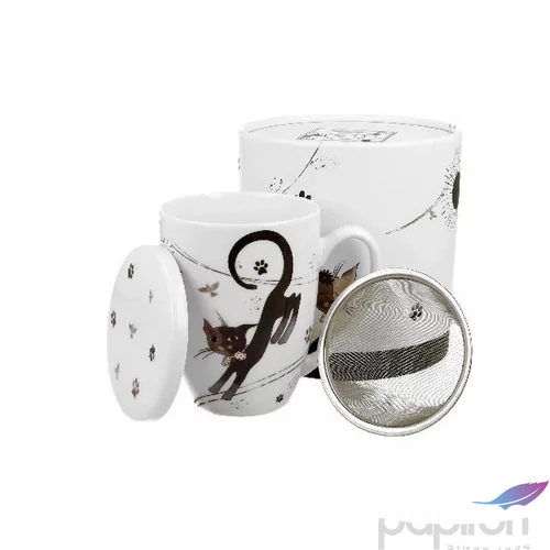 Bögre porcelán 400ml szűrős, cicás