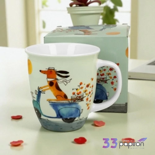 Bögre porcelán 6,5dl Dog on a scooter dobozban