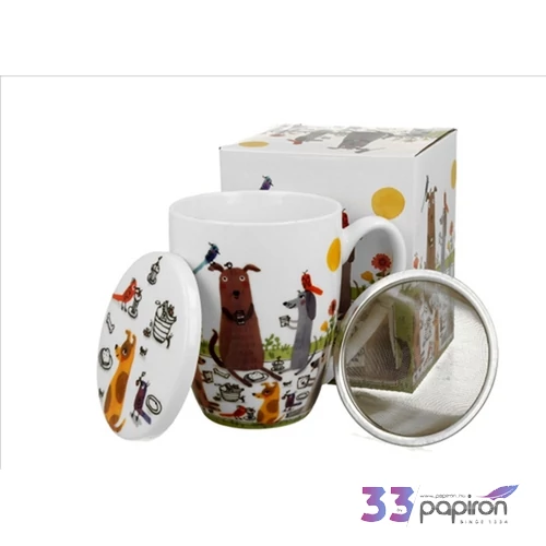 Bögre porcelán 6,5dl Dog picnic dobozban