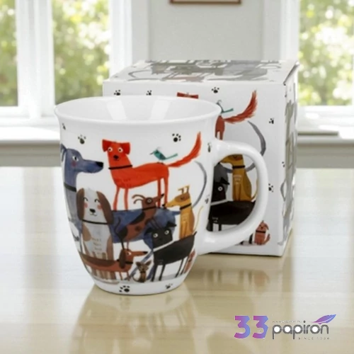 Bögre porcelán 6,5dl Dog walk dobozban