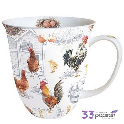 Bögre porcelán Ambiante Chicken Farm 4dl porcelánbögre