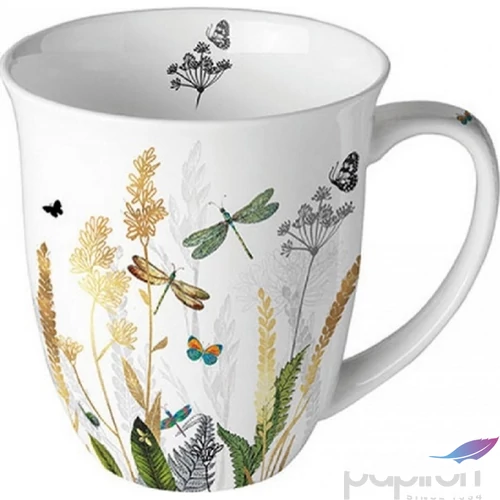 Bögre porcelán Ambiante Ornamental Flowers White 4dl porcelánbögre