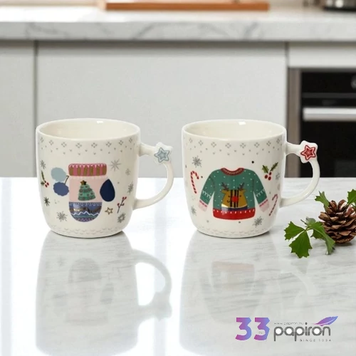 Bögre porcelán karácsony 24' 2 féle mintával 9cm sdkae 1db/ár