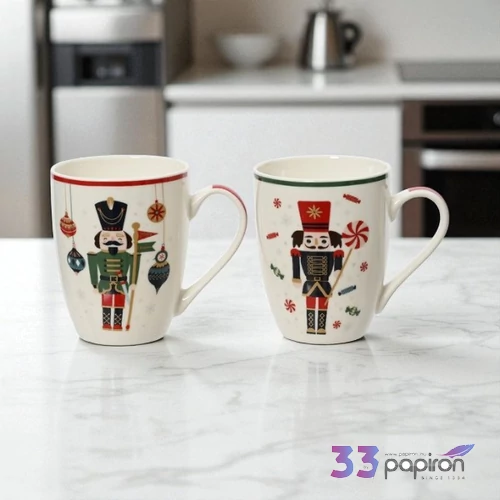 Bögre porcelán karácsony 24' diótörő mintás, 2 féle kézzel festett 55cmx8.2cmx10.5cm sdkae