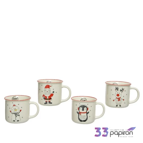 Bögre porcelán karácsony 24' karácsony mintás4 féle 12.5cmx11.5cmx10.5cm sdkae