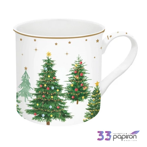 Bögre porcelán karácsony 3dl Festive Trees dobozban
