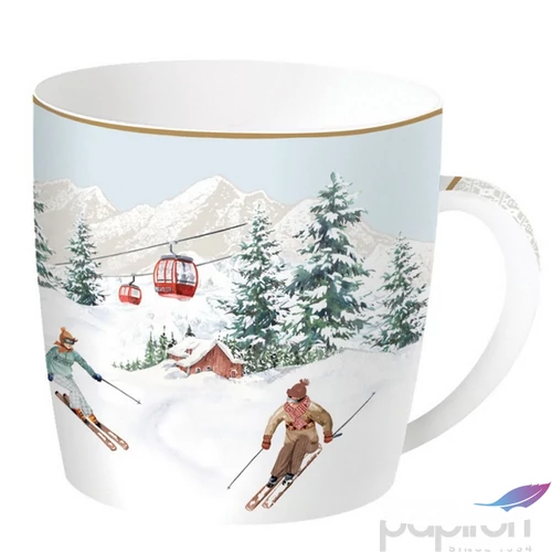 Bögre Porcelán karácsonyi 350ml, fémdobozban, Chalet
